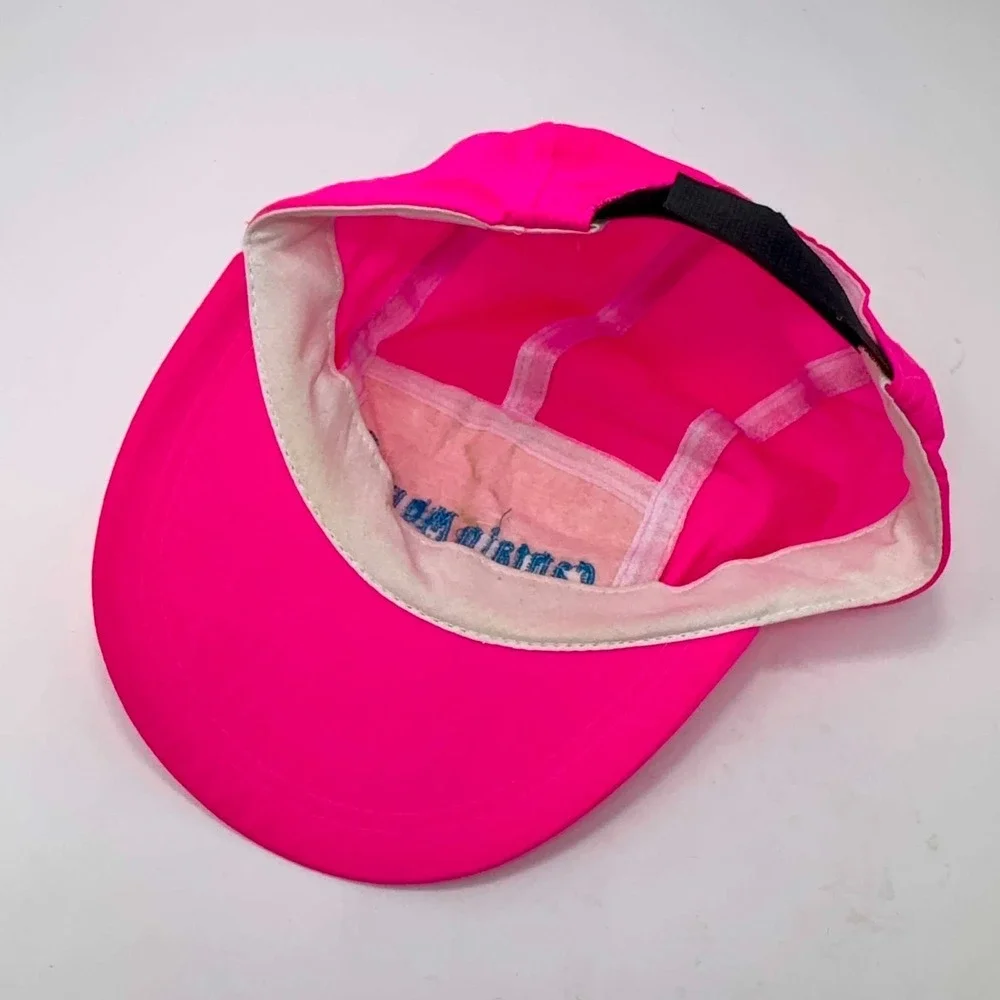 VTG Captain Morgan Neon Pink Spellout Camp Hat 80s 90s Nylon Taiwan OFSA Retro